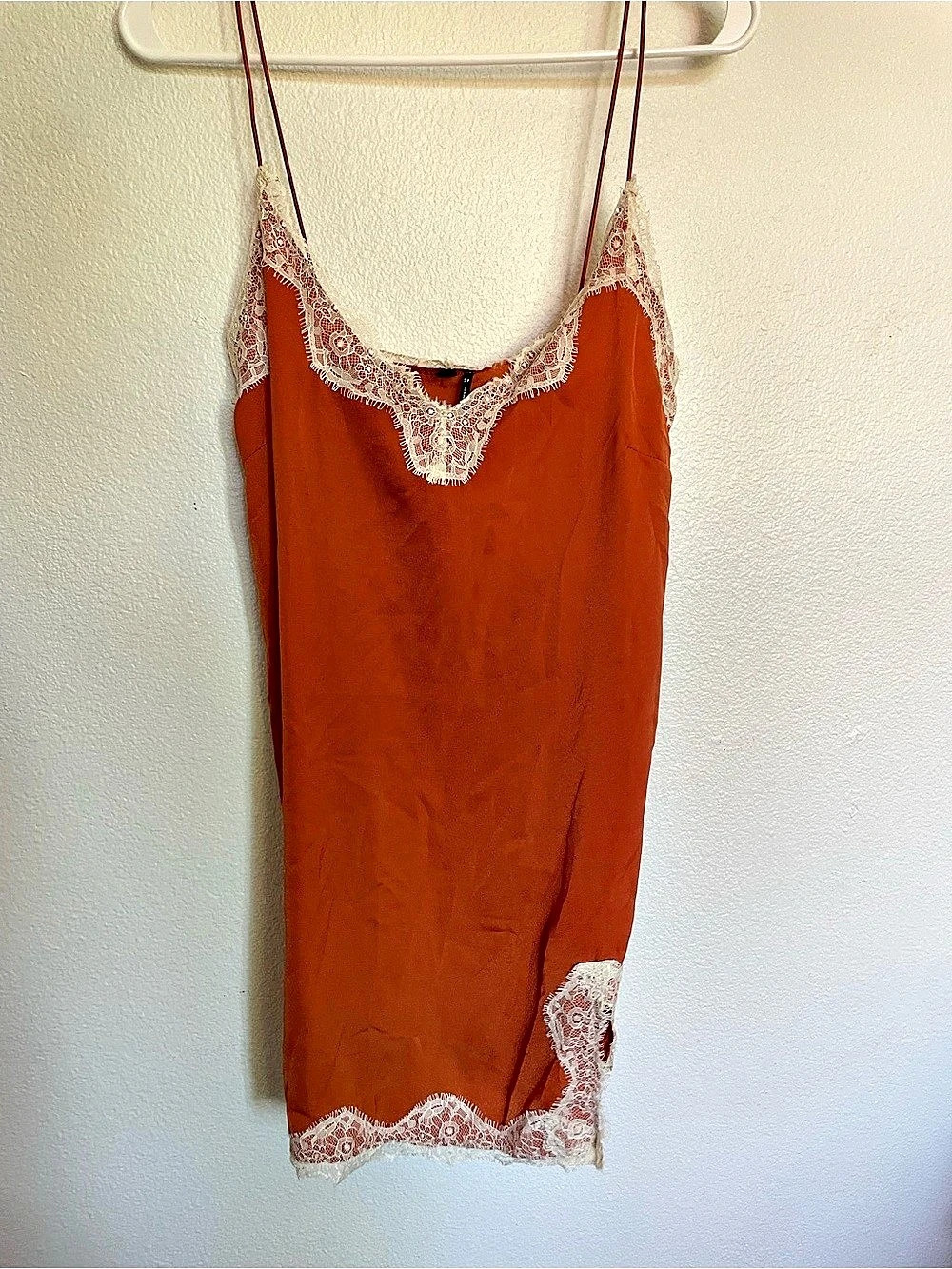Free People Lace Trim Mini Dress in Orange Size Small